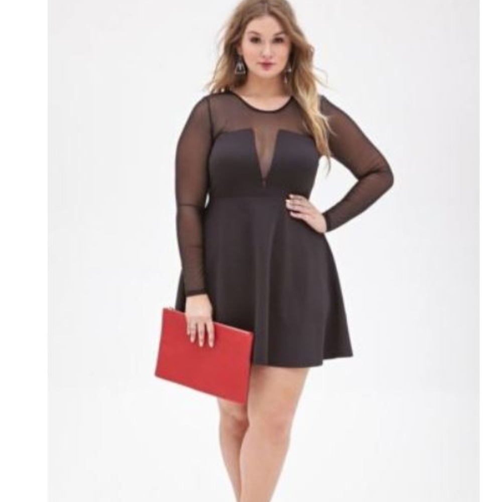 Forever 21 Mesh Black Skater Dress